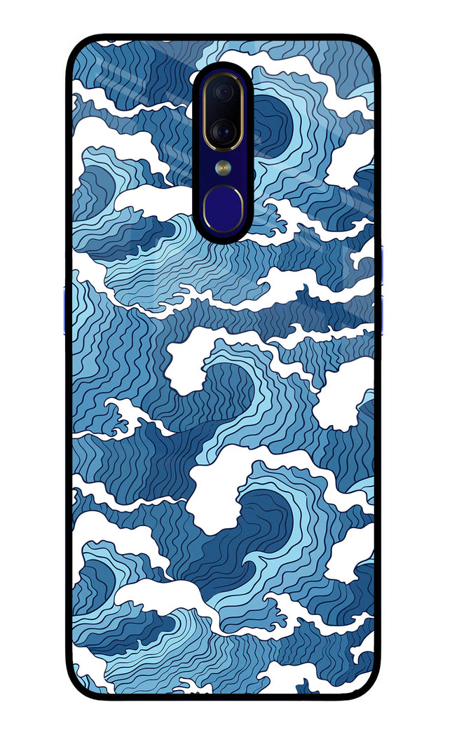 Blue Waves Oppo F11 Glass Case Back Cover by Casekaro