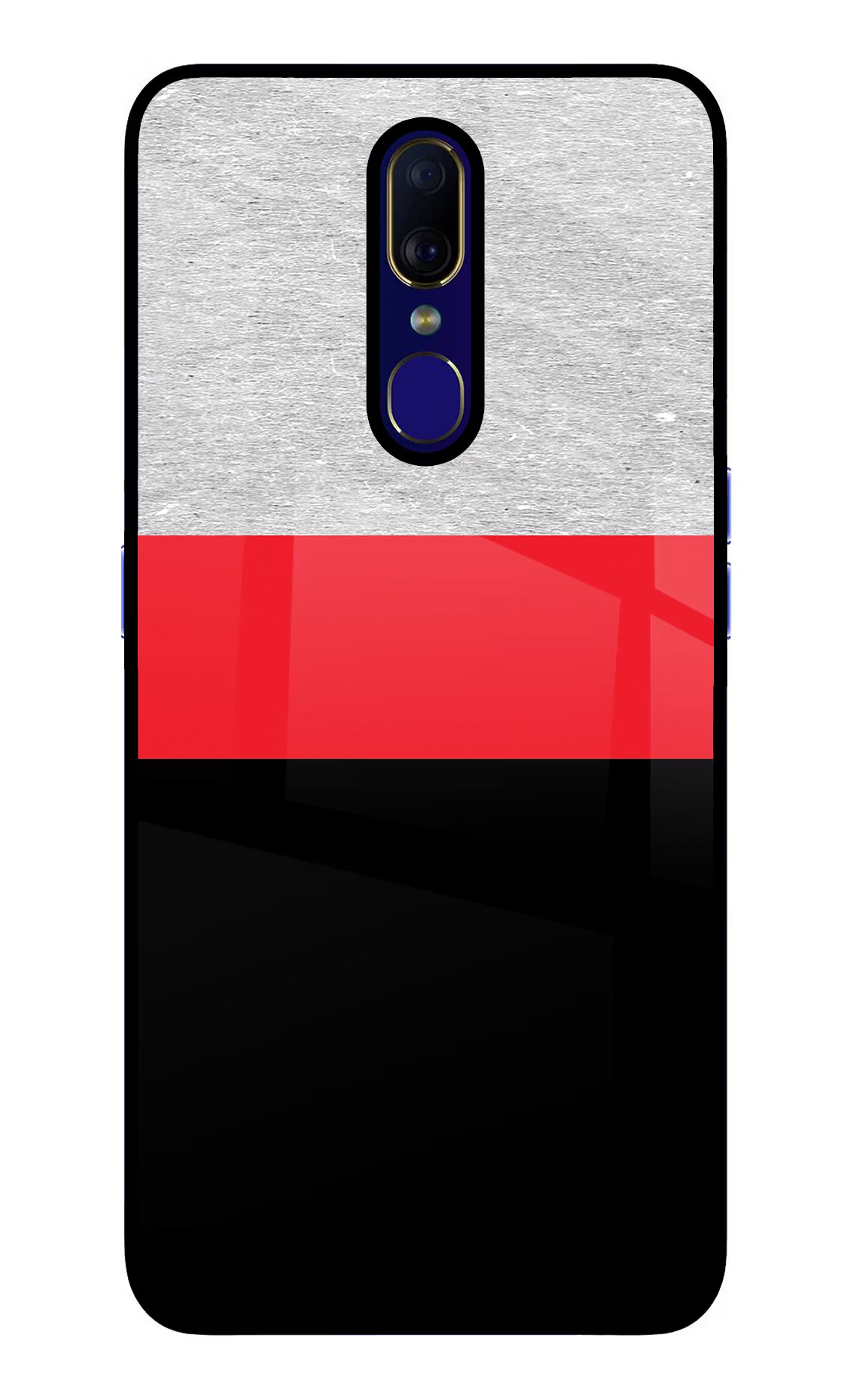 Tri Color Pattern Oppo F11 Glass Case Back Cover by Casekaro