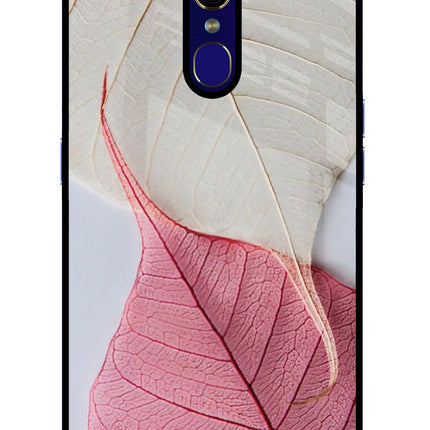 White Pink Leaf Oppo F11 Glass Case Back Cover by Casekaro