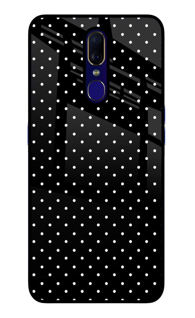 White Dots Oppo F11 Glass Case Back Cover by Casekaro