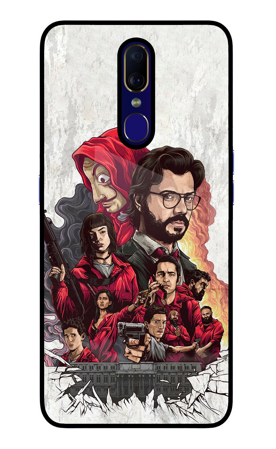 Money Heist Artwork Oppo F11 Glass Case