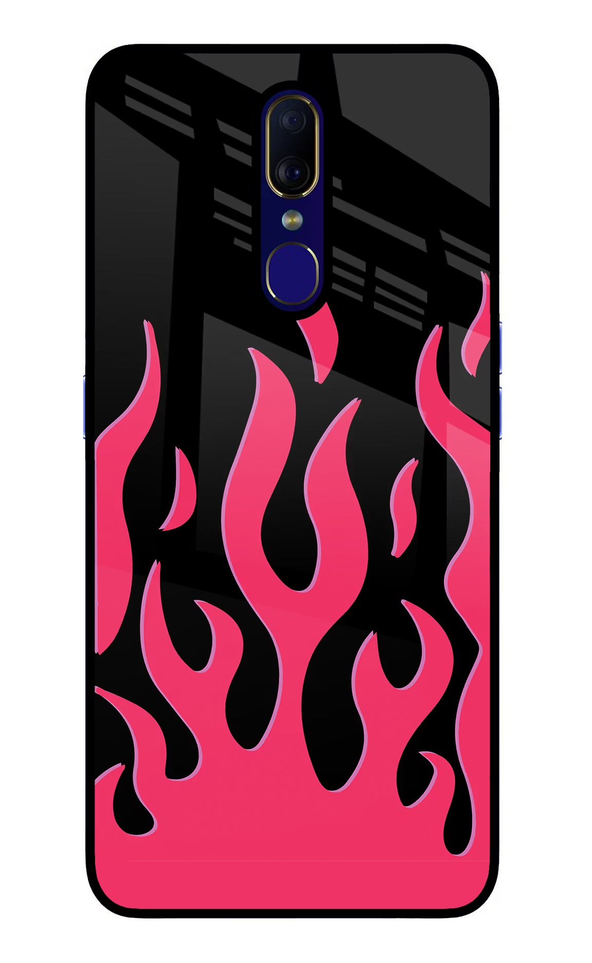 Fire Flames Oppo F11 Glass Case Back Cover by Casekaro