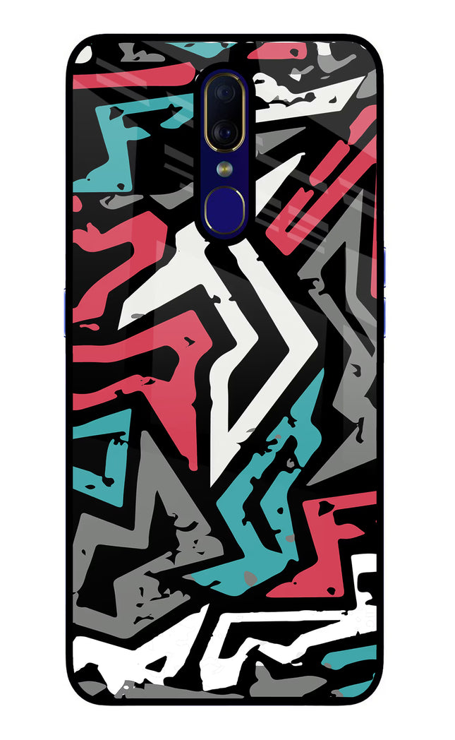 Geometric Graffiti Oppo F11 Glass Case Back Cover by Casekaro