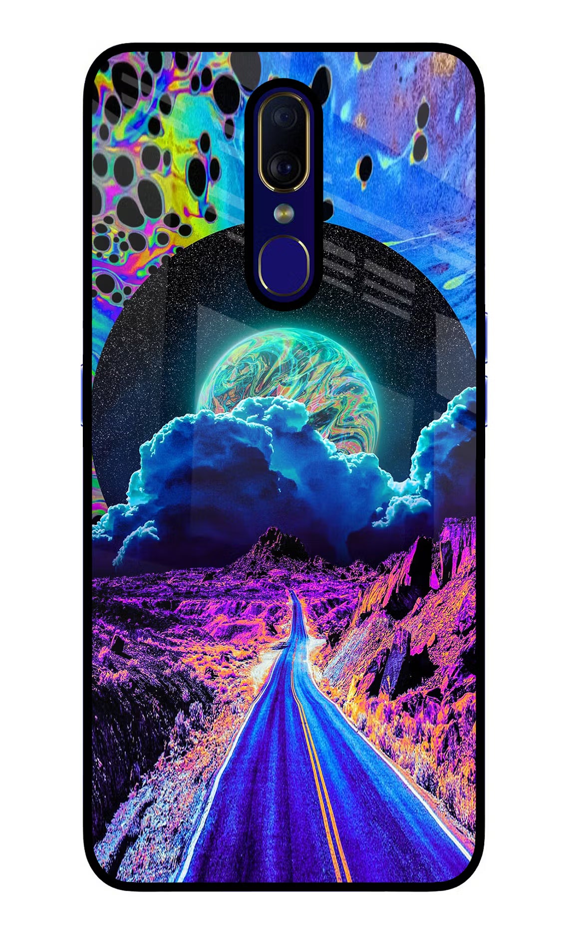 Psychedelic Painting Oppo F11 Glass Case Back Cover by Casekaro