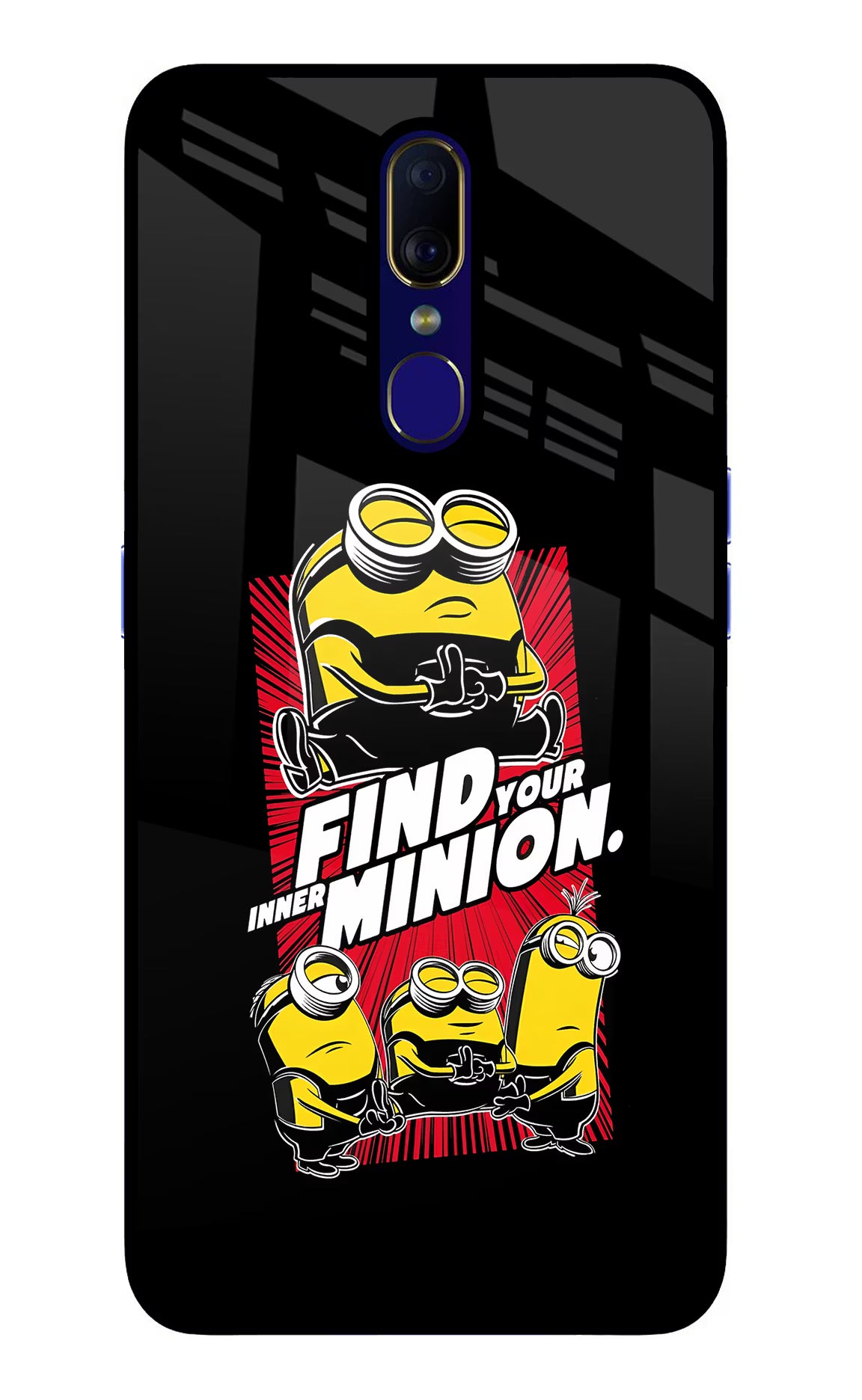 Find your inner Minion Oppo F11 Glass Case Back Cover by Casekaro
