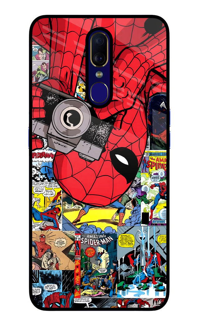 Spider Man Oppo F11 Glass Case Back Cover by Casekaro
