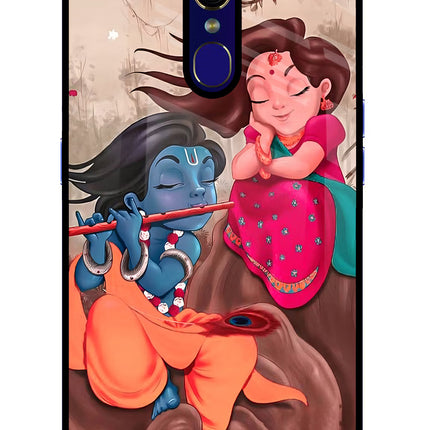 Radhe Krishna Oppo F11 Glass Case Back Cover by Casekaro
