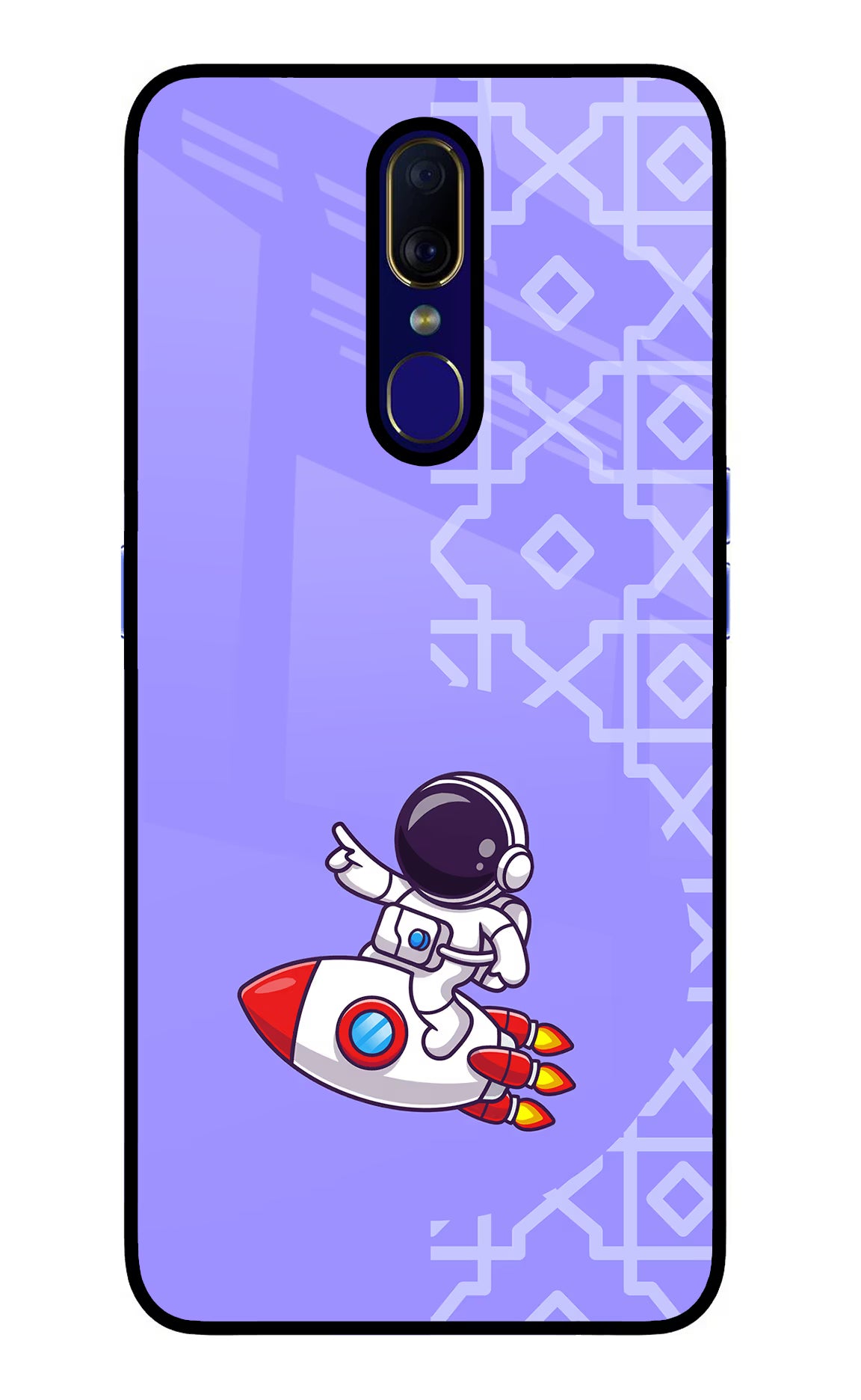 Cute Astronaut Oppo F11 Glass Case Back Cover by Casekaro