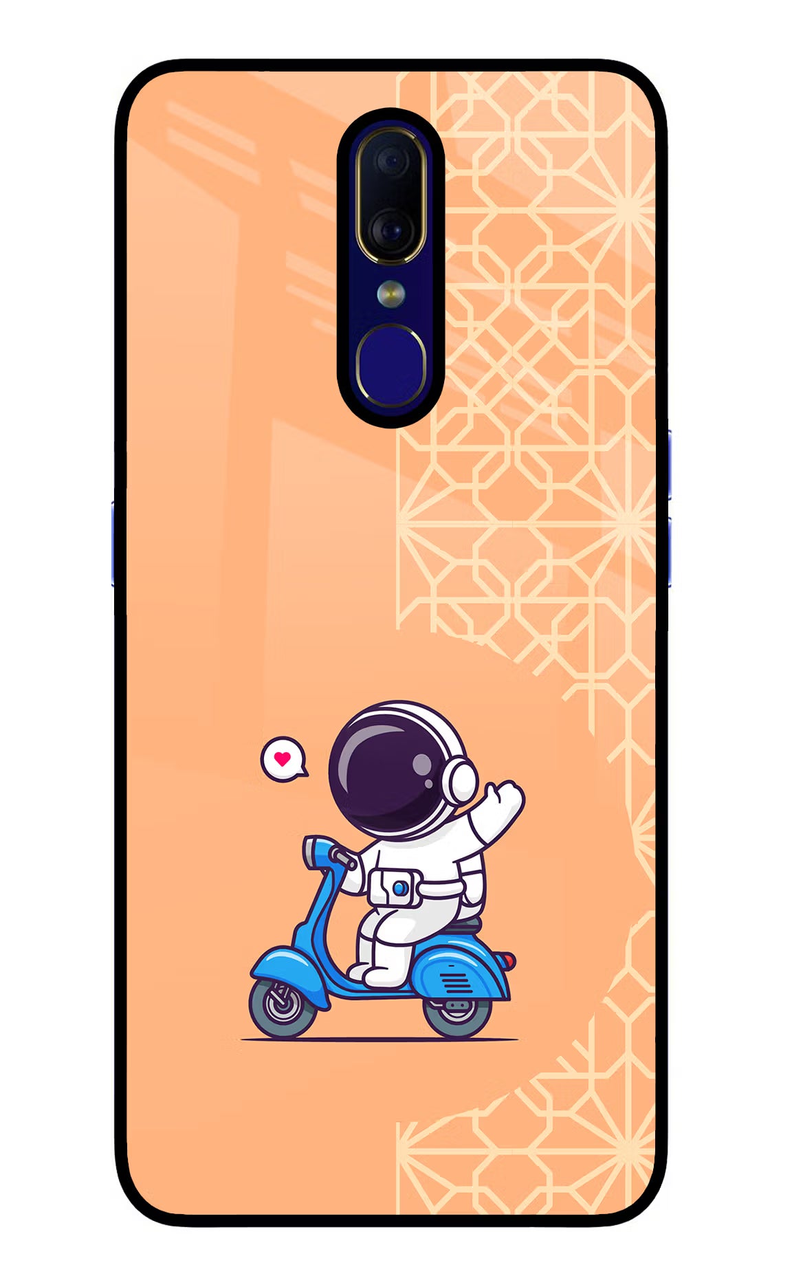 Cute Astronaut Riding Oppo F11 Glass Case Back Cover by Casekaro