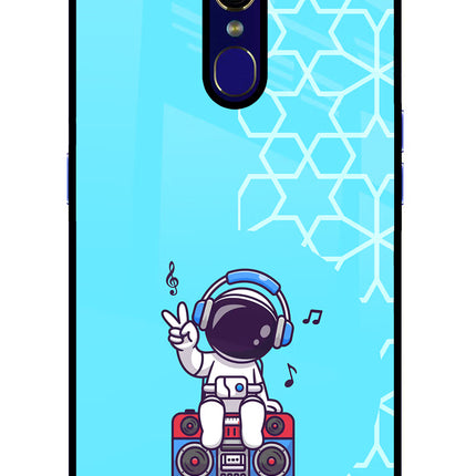 Cute Astronaut Chilling Oppo F11 Glass Case Back Cover by Casekaro