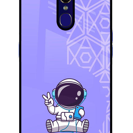 Cute Astronaut Chilling Oppo F11 Glass Case Back Cover by Casekaro