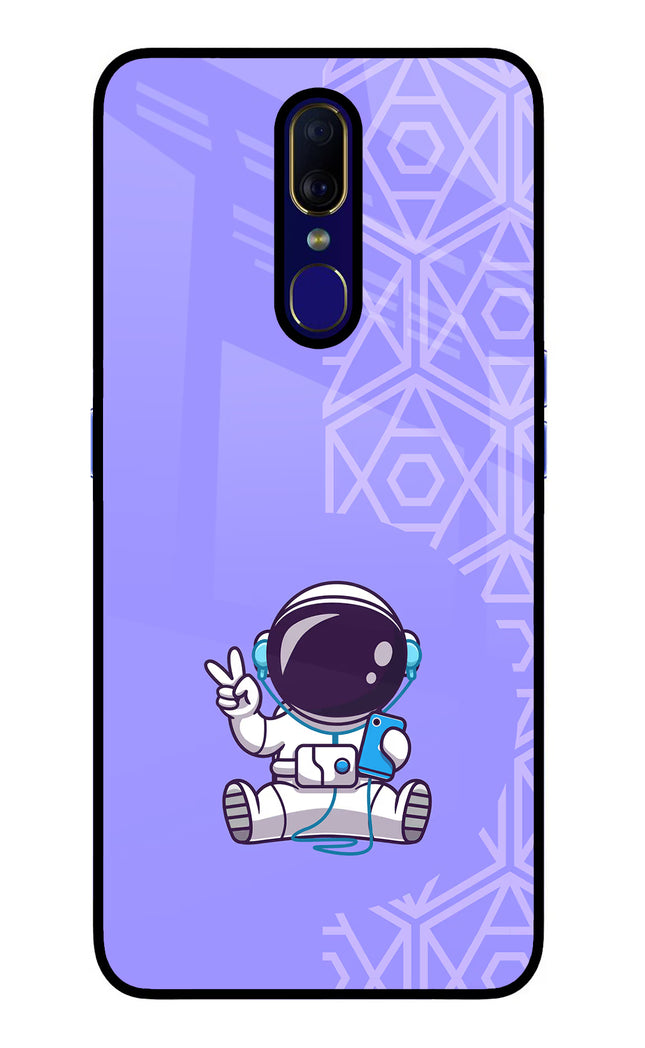 Cute Astronaut Chilling Oppo F11 Glass Case Back Cover by Casekaro