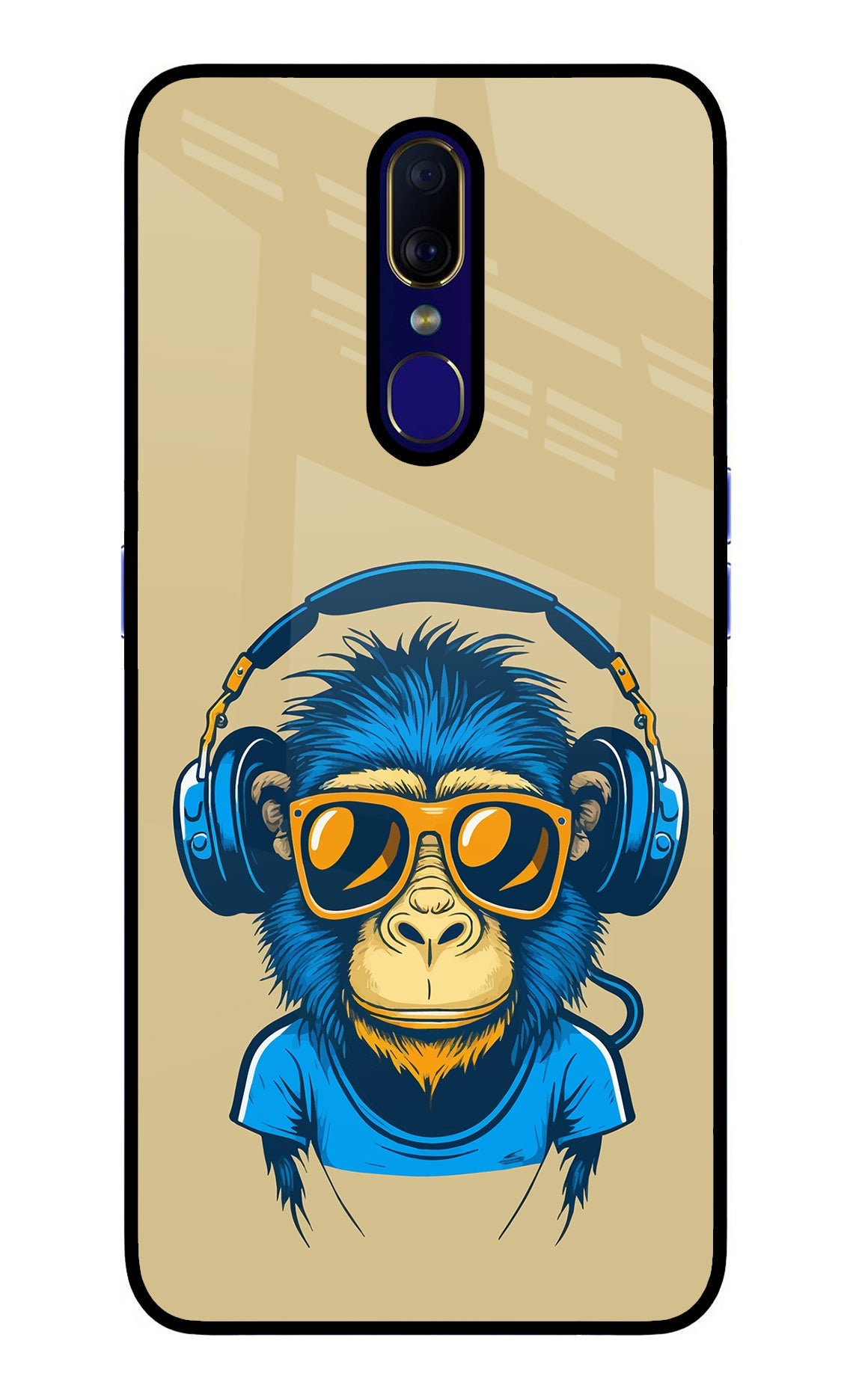 Monkey Headphone Oppo F11 Glass Case