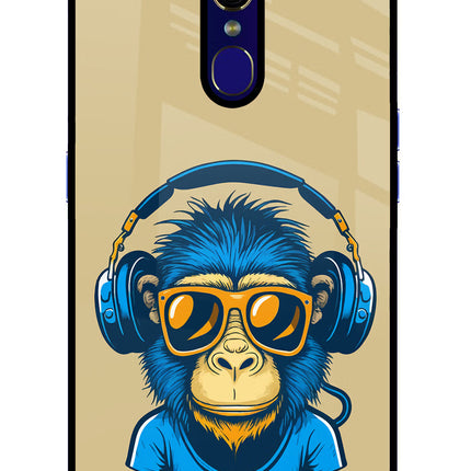 Monkey Headphone Oppo F11 Glass Case Back Cover by Casekaro