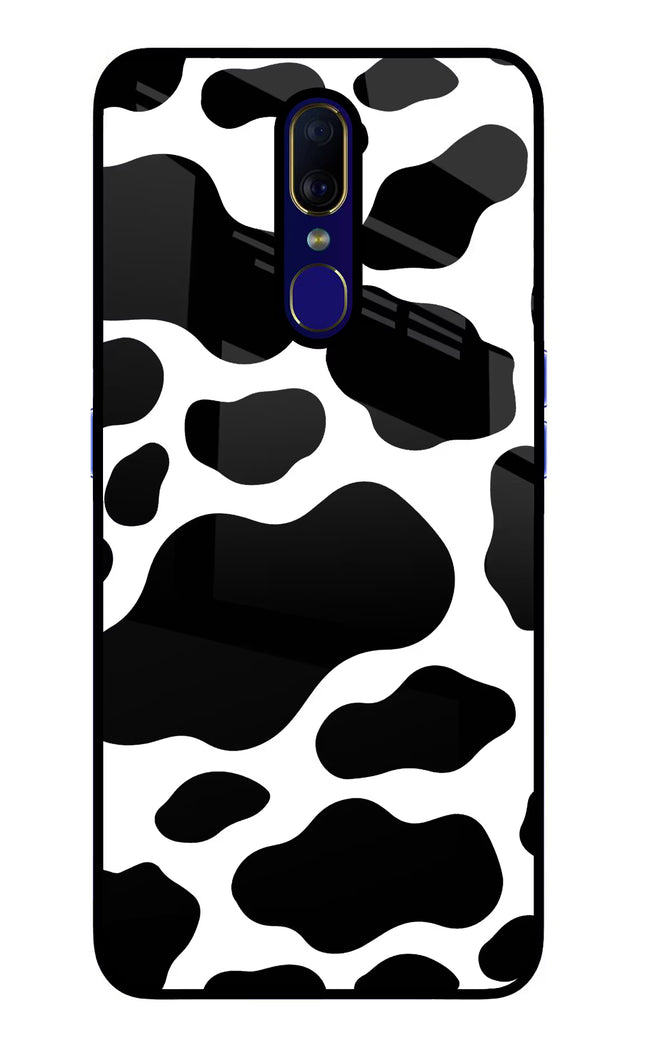 Cow Spots Oppo F11 Glass Case Back Cover by Casekaro