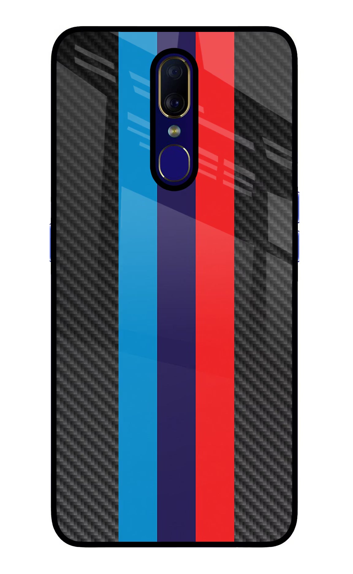 BMW Stripes Pattern Oppo F11 Glass Case Back Cover by Casekaro