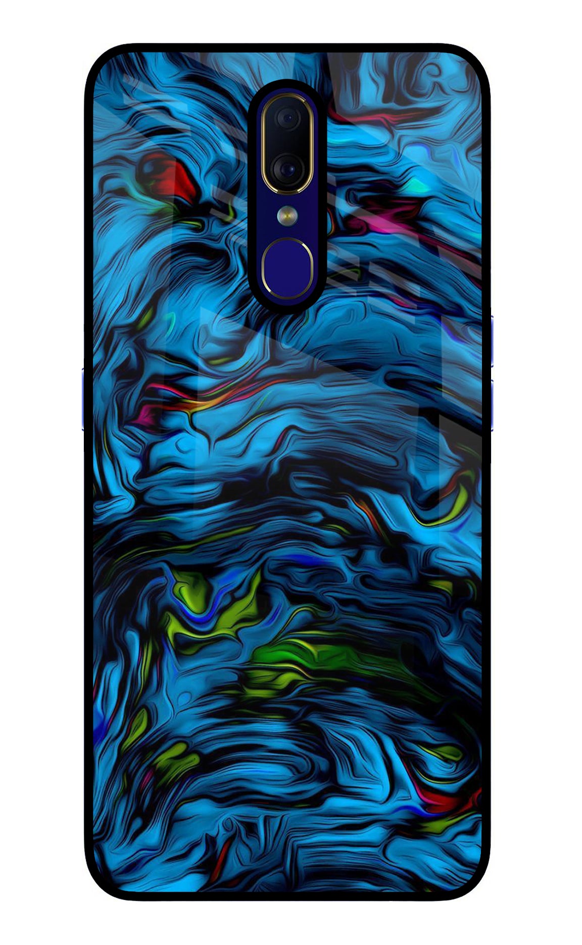 Dark Blue Abstract Oppo F11 Glass Case