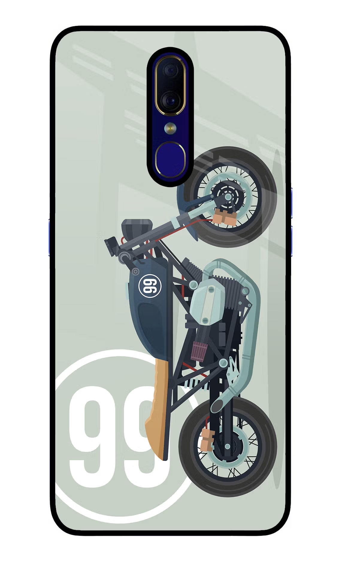 Classic Cafe Racer 99 Oppo F11 Glass Case Back Cover by Casekaro