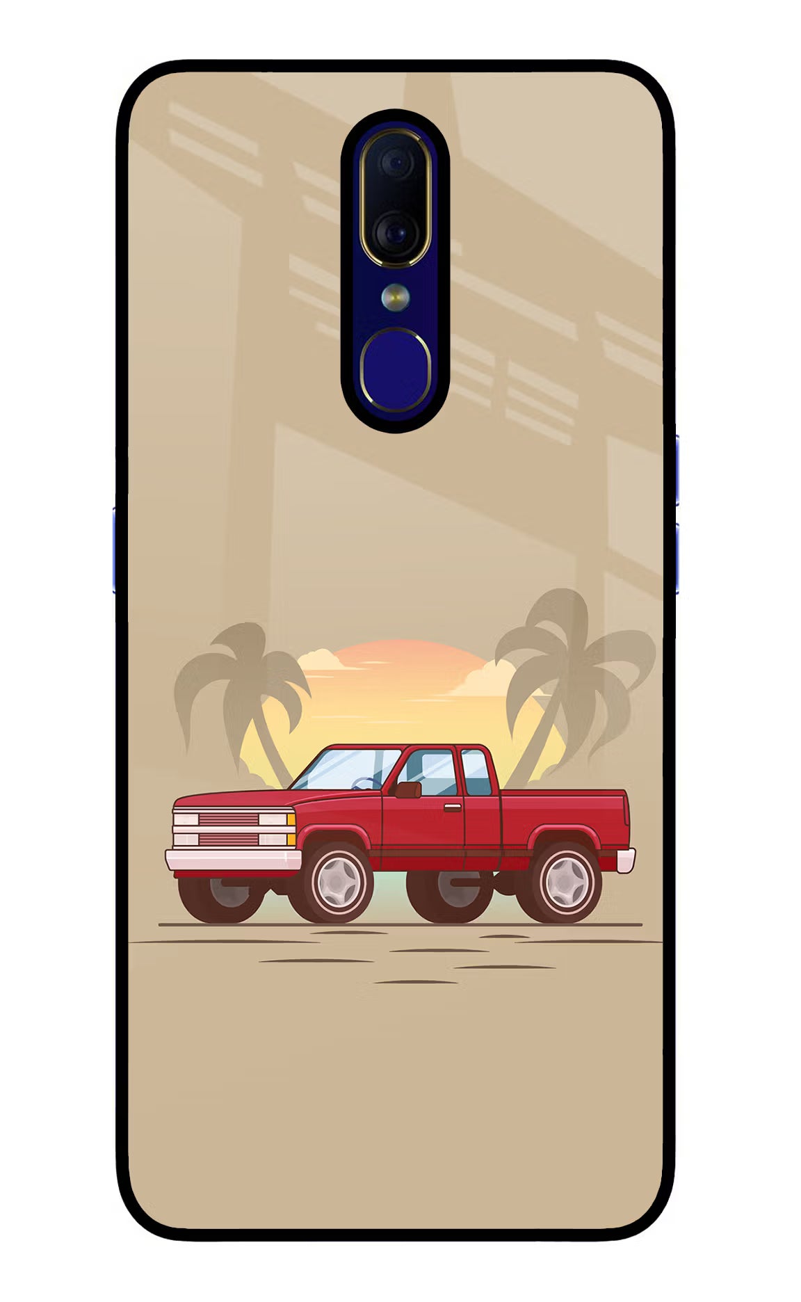 Desert Classic Drive Oppo F11 Glass Case Back Cover by Casekaro