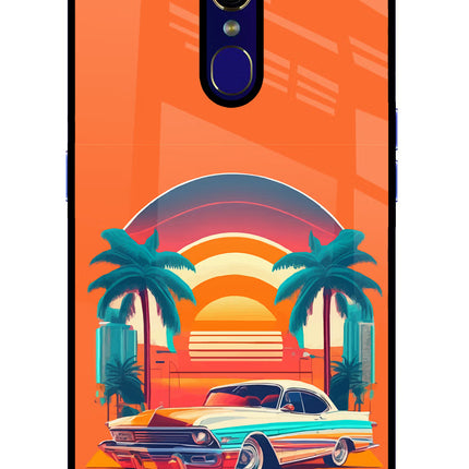 Palm Drive 80s Oppo F11 Glass Case Back Cover by Casekaro