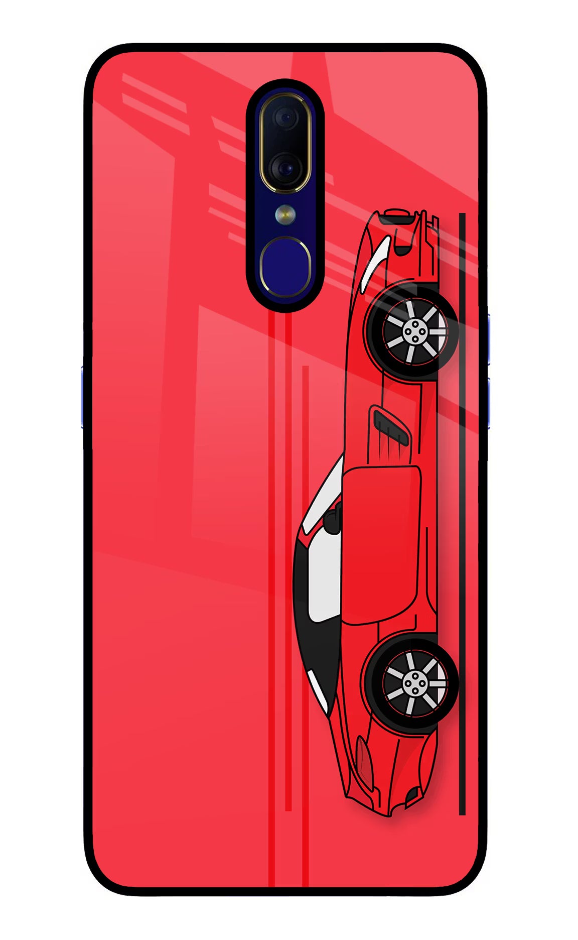 Red Velocity Oppo F11 Glass Case Back Cover by Casekaro