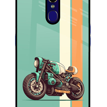 Striped Moto Drift Oppo F11 Glass Case Back Cover by Casekaro