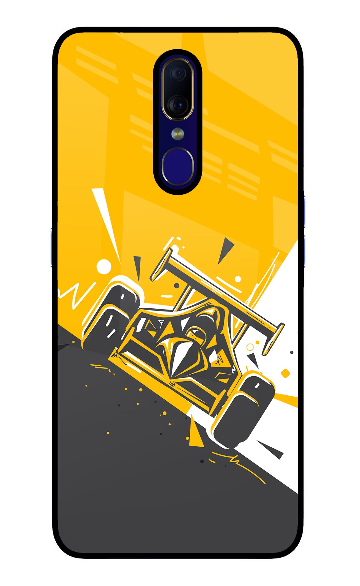 Track King Oppo F11 Glass Case Back Cover by Casekaro