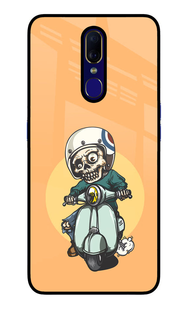Undead Biker Oppo F11 Glass Case Back Cover by Casekaro