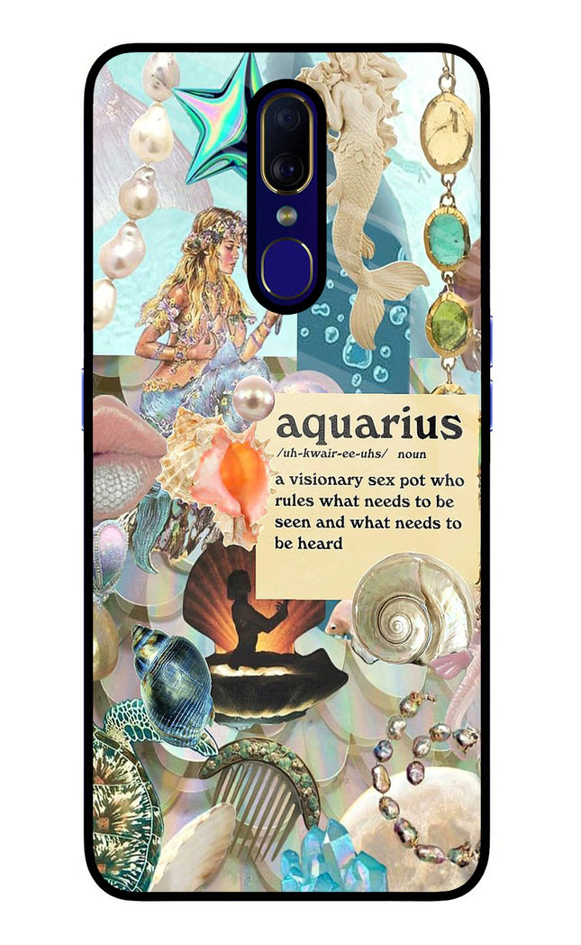 Aquarius Zodiac Oppo F11 Glass Case Back Cover by Casekaro