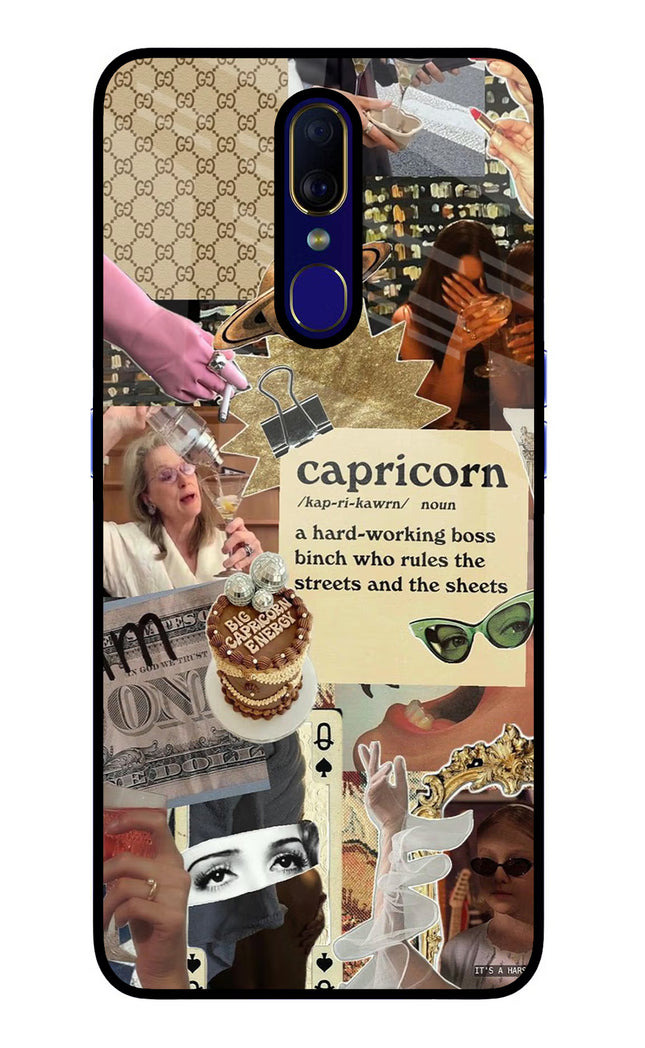 Capricorn Zodiac Oppo F11 Glass Case Back Cover by Casekaro