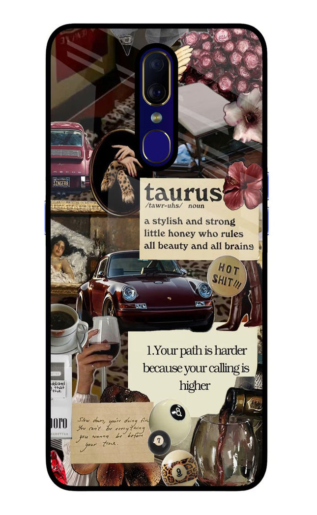 Taurus Zodiac Oppo F11 Glass Case Back Cover by Casekaro