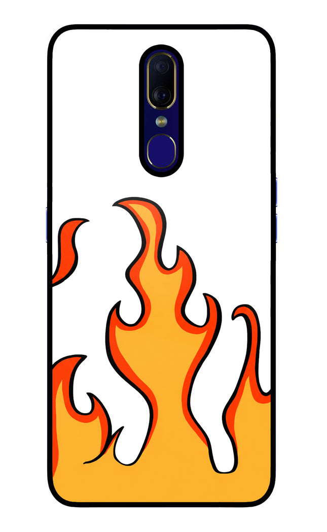 Fired Up – White Oppo F11 Glass Case Back Cover by Casekaro