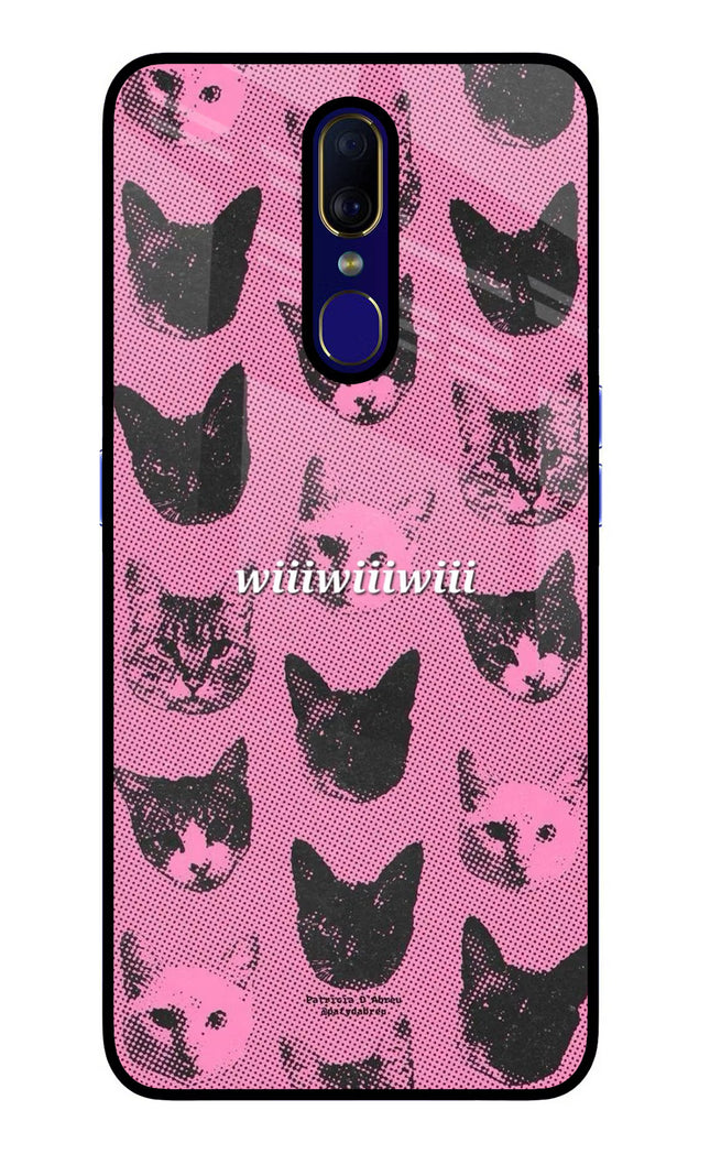 Pink Cats Oppo F11 Glass Case Back Cover by Casekaro