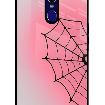 Pink Web Oppo F11 Glass Case Back Cover by Casekaro