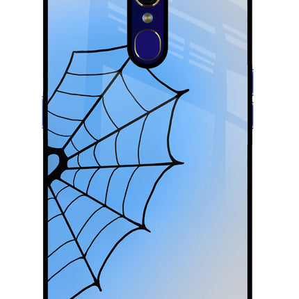 Blue Web Oppo F11 Glass Case Back Cover by Casekaro