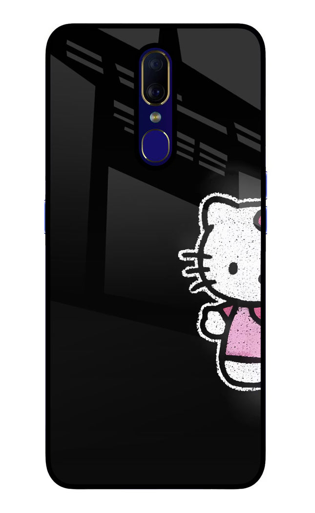 Kitty Charm Oppo F11 Glass Case Back Cover by Casekaro