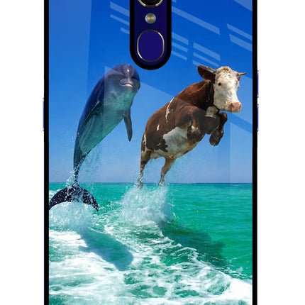 Dolphin vs Cow Oppo F11 Glass Case