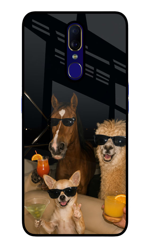 Party Squad Oppo F11 Glass Case Back Cover by Casekaro