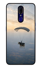 Skydiving Cow Oppo F11 Glass Case