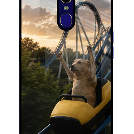 Rollercoaster Dog Oppo F11 Glass Case