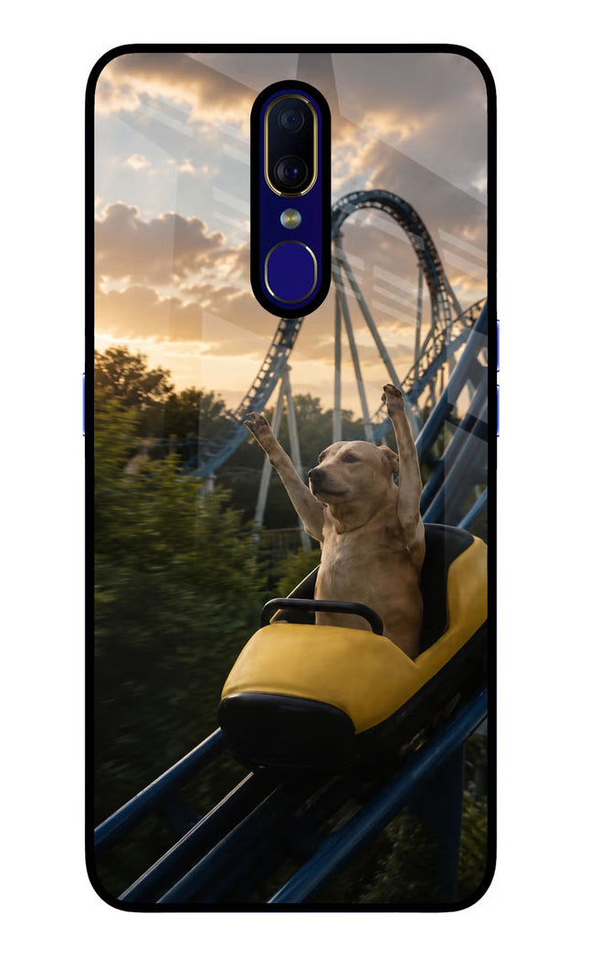 Rollercoaster Dog Oppo F11 Glass Case