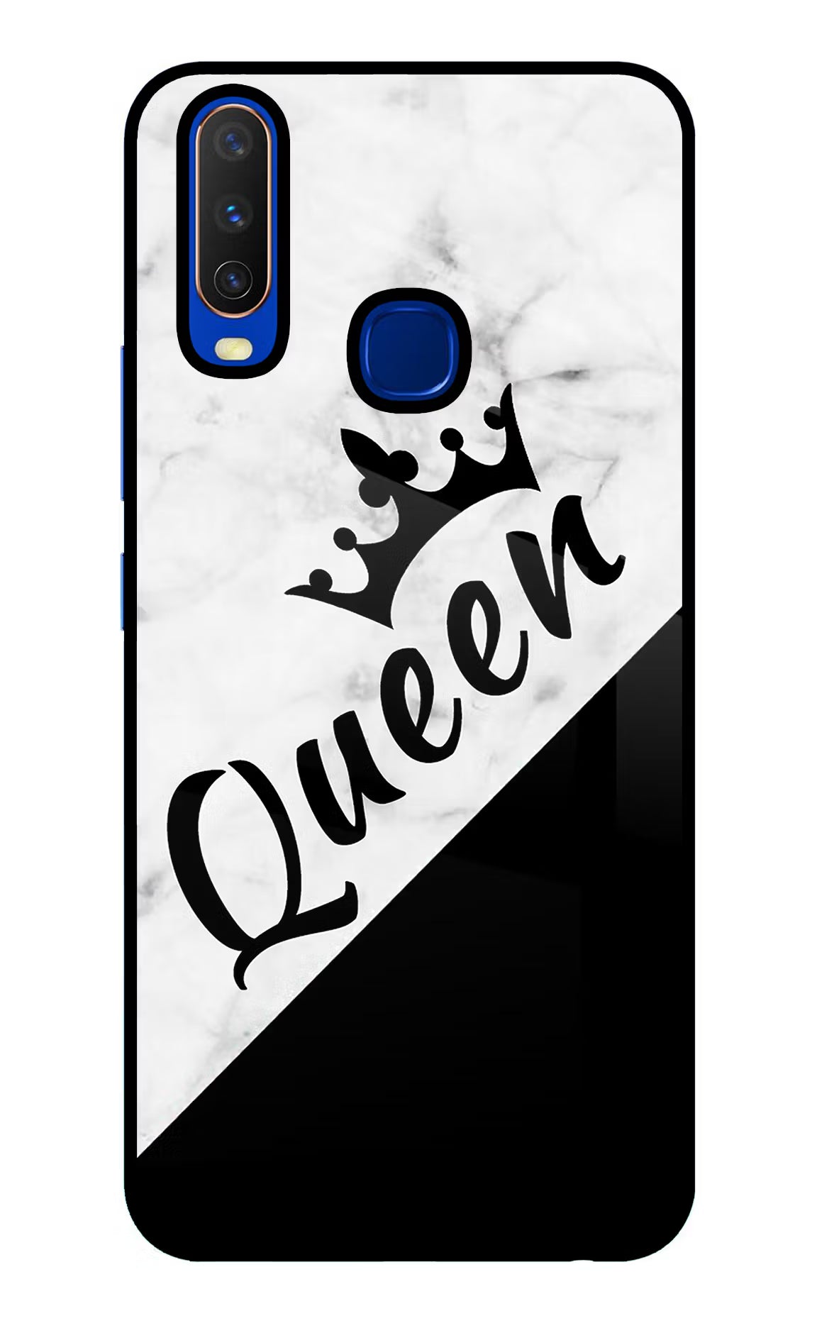 Queen Vivo Y15/Y17 Glass Case Back Cover by Casekaro