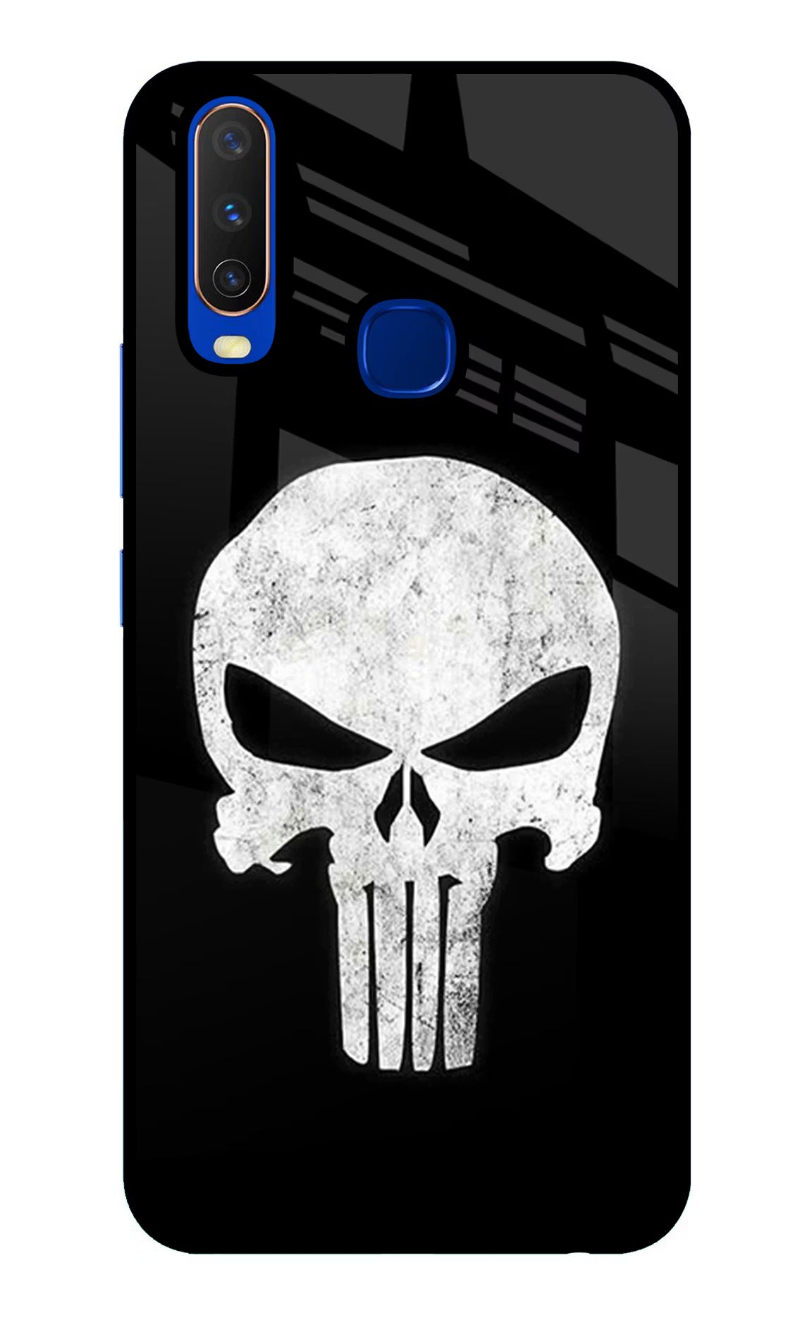 Punisher Skull Vivo Y15/Y17 Glass Case Back Cover by Casekaro