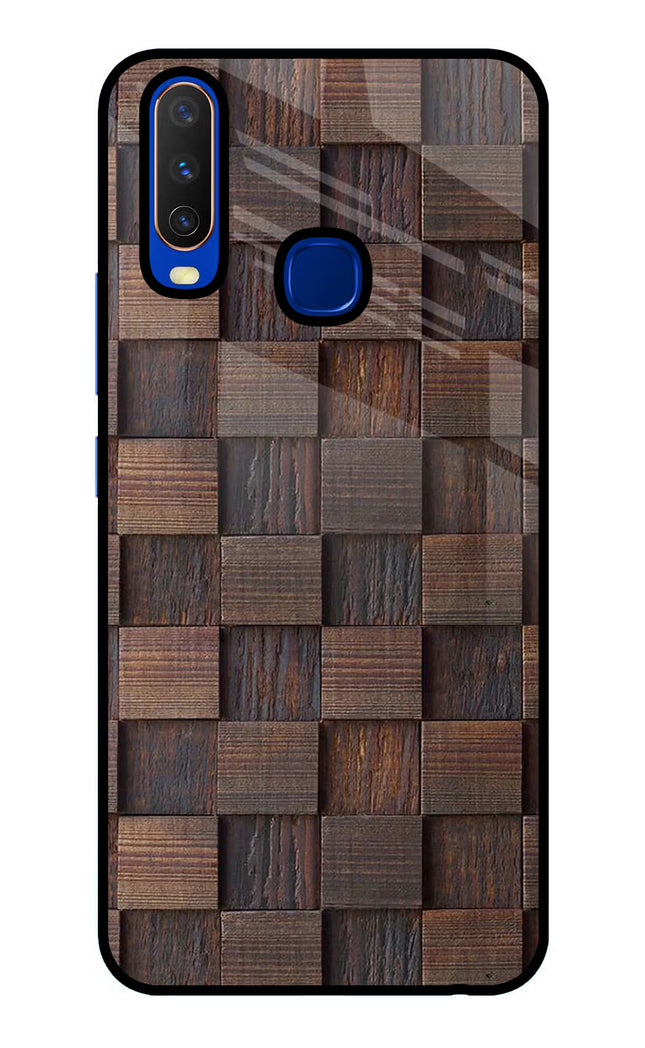 Wooden Cube Design Vivo Y15/Y17 Glass Case Back Cover by Casekaro