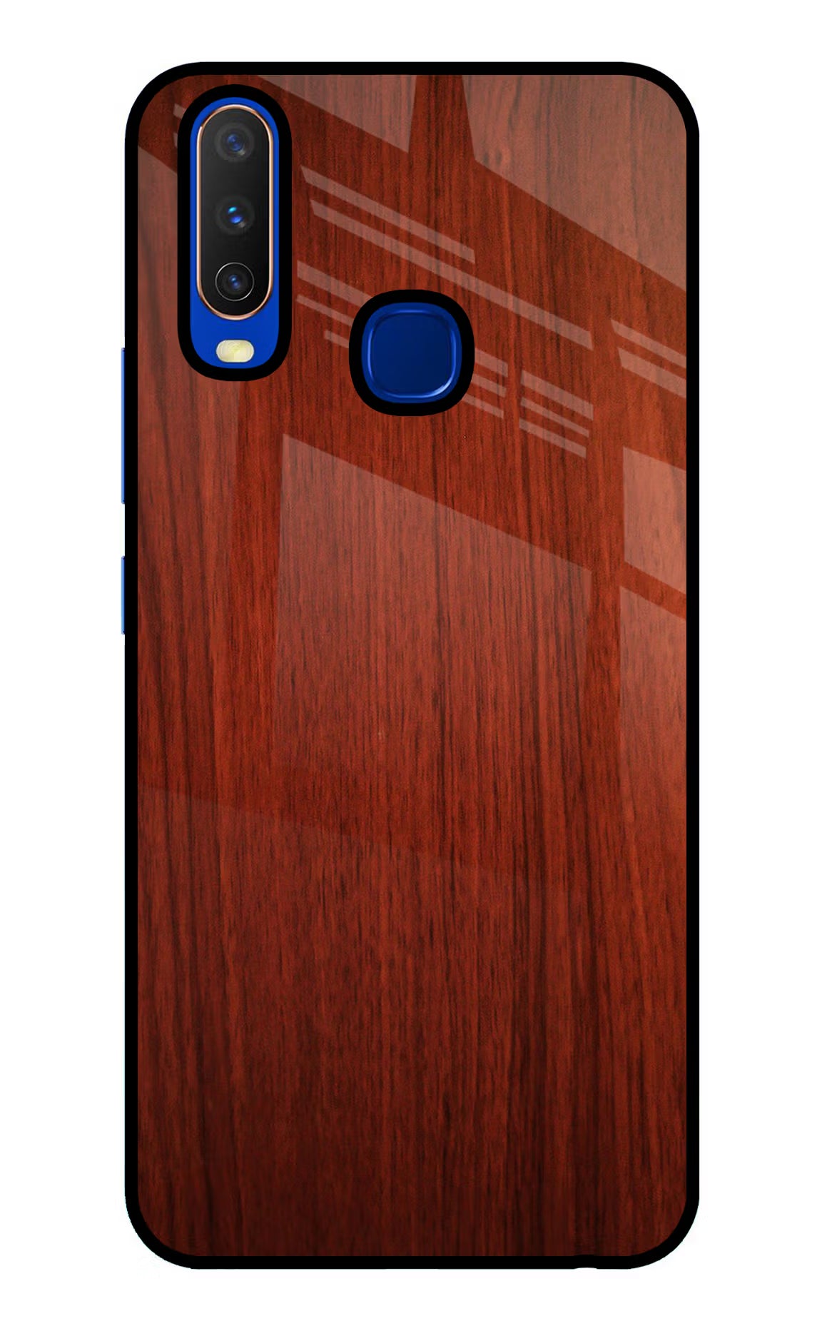 Wooden Plain Pattern Vivo Y15/Y17 Glass Case Back Cover by Casekaro