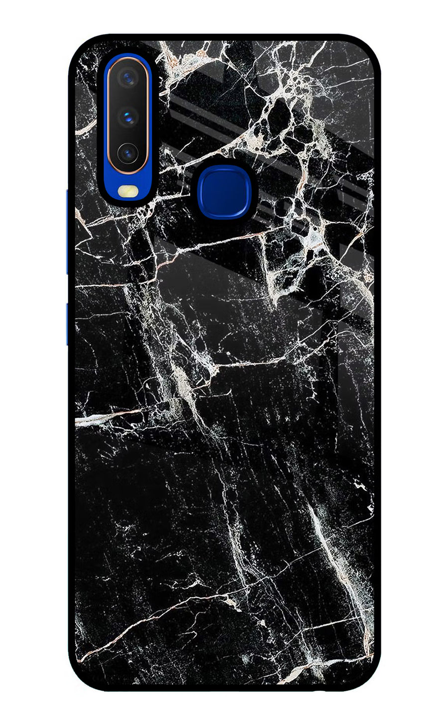 Black Marble Texture Vivo Y15/Y17 Back Cover, Glass case