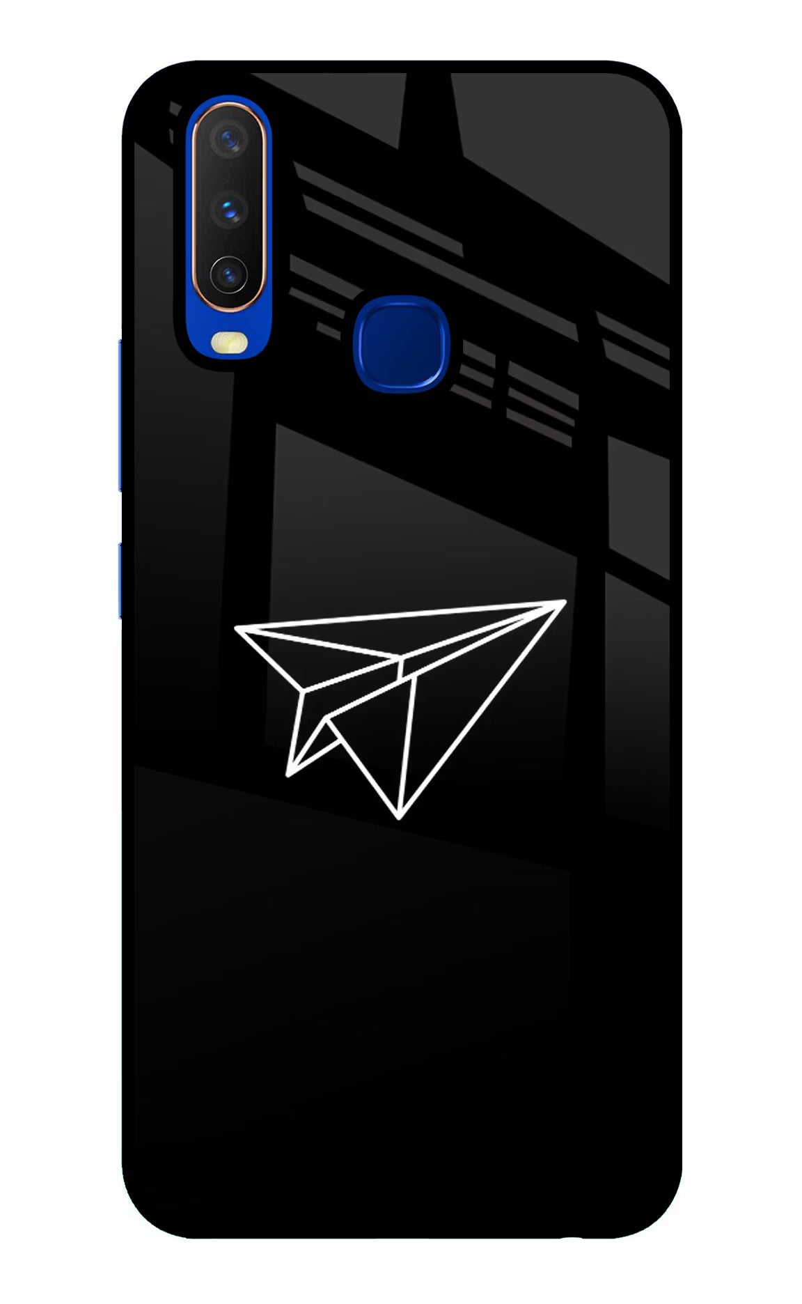 Paper Plane White Vivo Y15/Y17 Glass Case Back Cover by Casekaro