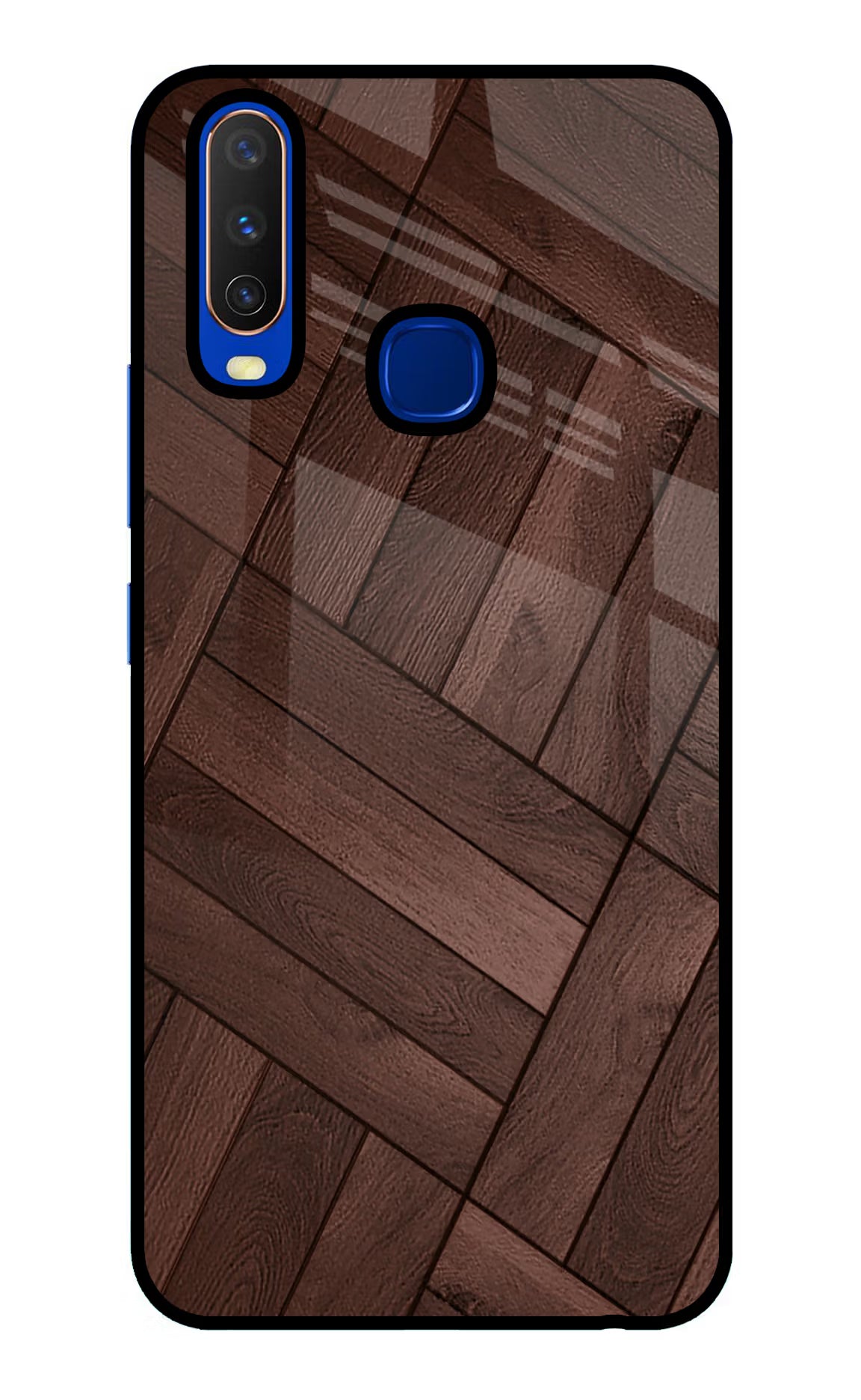 Wooden Texture Design Vivo Y15/Y17 Glass Case Back Cover by Casekaro