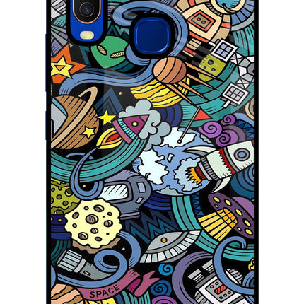 Space Abstract Vivo Y15/Y17 Glass Case Back Cover by Casekaro