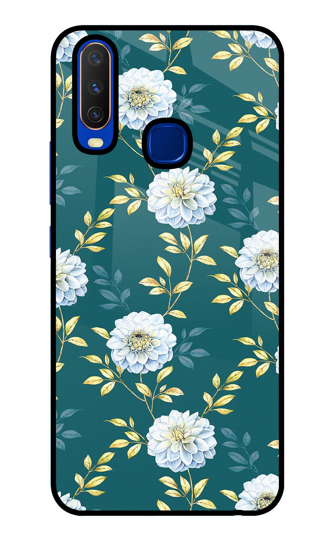 Flowers Vivo Y15/Y17 Glass Case Back Cover by Casekaro